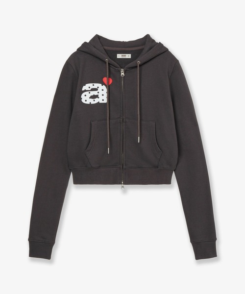 DOT SMALL LETTER CROP HOOD ZIP UP(パーカー)|aeae DOT SMALL LETTER CROP HOOD ZIP UP(パーカー)|aeae