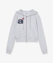 aeae(エーイーエーイー)のDOT SMALL LETTER CROP HOOD ZIP UP(パーカー)