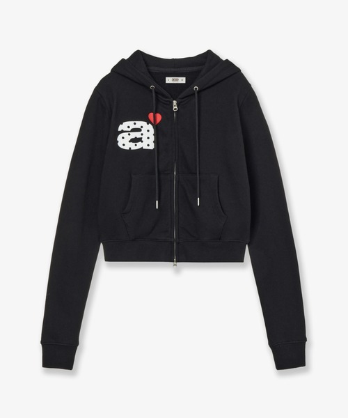 セール】DOT SMALL LETTER CROP HOOD ZIP UP（パーカー）｜aeae