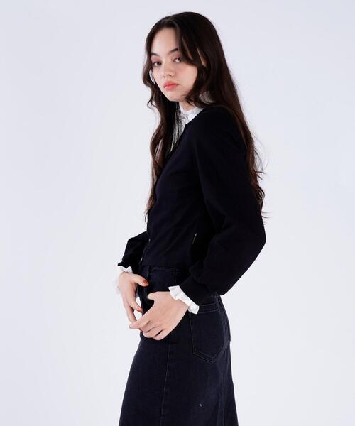 To b. by agnes b.（トゥービーバイアニエスベー）の「トラディショナルプリティカーディガン（カーディガン/ボレロ・レディース・ブラック・38/40）」の2枚目の写真