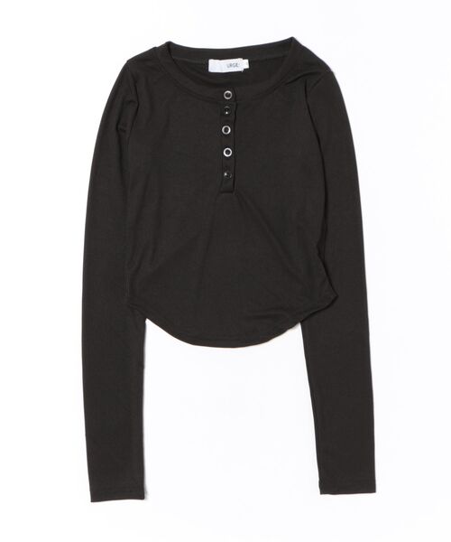 L'Appartement ヘンリーネック ショート丈 ワイドカットソー URGE：】クロップド丈 ヘンリーネック 長袖 カットソー（Tシャツ