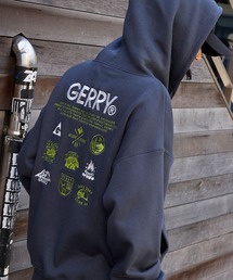 GERRY/ジェリー 別注 バックサークルロゴプリント ビッグシルエットジップアップパーカーブラック系