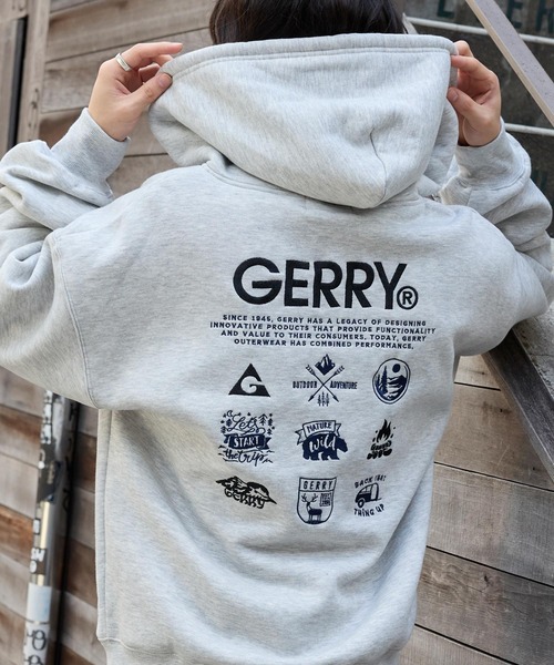 GERRY/ジェリー 別注 バックサークルロゴプリント ビッグシルエットジップアップパーカー