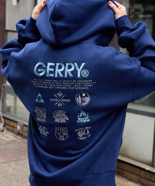 GERRY(ジェリー)の「GERRY/ジェリー 別注 バックサークルロゴプリント ビッグシルエットジップアップパーカー(パーカー・メンズ・ネイビー系/グレー系/アッシュグレー/ブラック系/ネイビー/スミクロ・L/M/S)」の12枚目の写真