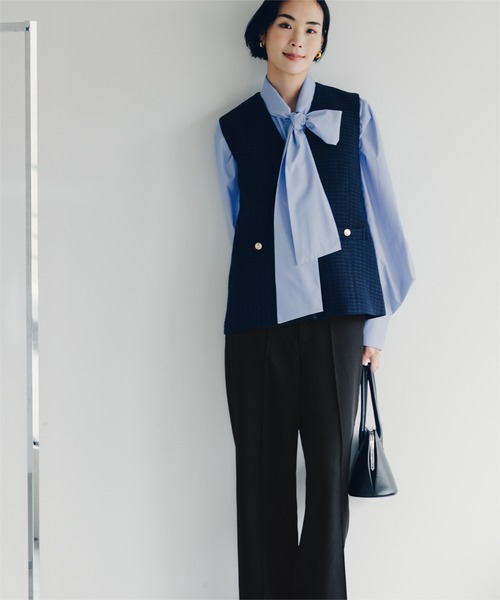 UR'S（ユアーズ）の「ピンタックセンタープレスワイドパンツ（その他パンツ・レディース・ブラック/グレイッシュベージュ/ダークネイビー・M/S/L/MT）」の11枚目の写真