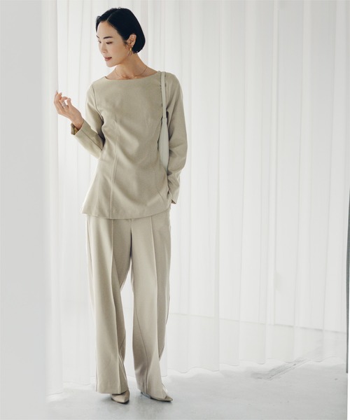 UR'S（ユアーズ）の「ピンタックセンタープレスワイドパンツ（その他パンツ・レディース・ブラック/グレイッシュベージュ/ダークネイビー・M/S/L/MT）」の14枚目の写真
