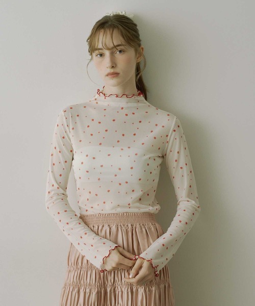 VIOLETTA（ヴィオレッタ）の「【HEIREN】アソートパターンシアートップス（Tシャツ/カットソー・レディース・チャコールグレー/アイボリー/ライトグレー/ベージュ・FREE）」の6枚目の写真