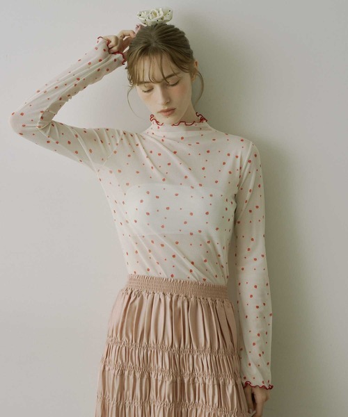 VIOLETTA（ヴィオレッタ）の「【HEIREN】アソートパターンシアートップス（Tシャツ/カットソー・レディース・チャコールグレー/アイボリー/ライトグレー/ベージュ・FREE）」の5枚目の写真