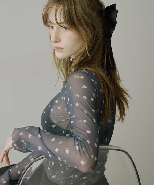 VIOLETTA（ヴィオレッタ）の「【HEIREN】アソートパターンシアートップス（Tシャツ/カットソー・レディース・チャコールグレー/アイボリー/ライトグレー/ベージュ・FREE）」の10枚目の写真