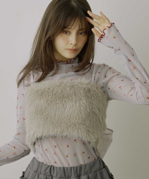 VIOLETTA（ヴィオレッタ）の「【HEIREN】アソートパターンシアートップス（Tシャツ/カットソー・レディース・チャコールグレー/アイボリー/ライトグレー/ベージュ・FREE）」の18枚目の写真