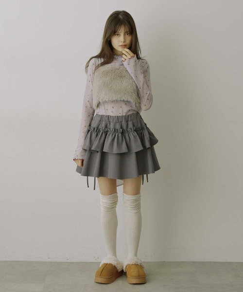 VIOLETTA（ヴィオレッタ）の「【HEIREN】アソートパターンシアートップス（Tシャツ/カットソー・レディース・チャコールグレー/アイボリー/ライトグレー/ベージュ・FREE）」の21枚目の写真