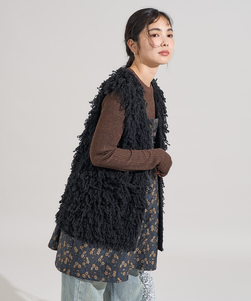 FREAK'S STORE(フリークスストア)の「ループヤーンベスト/オーバーサイズ ニットベスト(ベスト・レディース・ブラック/ブラウン/オフホワイト・フリ-)」の13枚目の写真