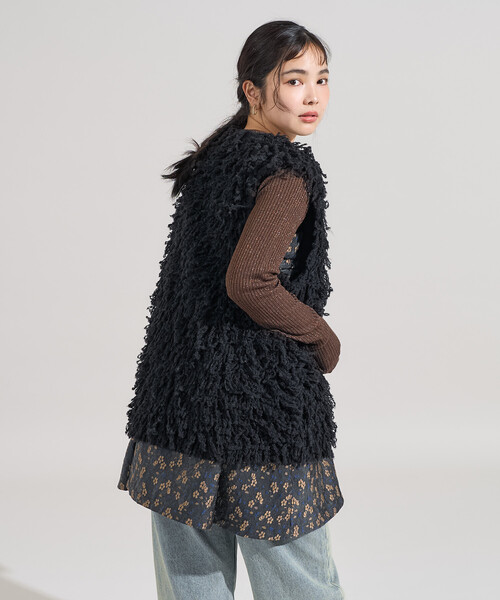 FREAK'S STORE(フリークスストア)の「ループヤーンベスト/オーバーサイズ ニットベスト(ベスト・レディース・ブラック/ブラウン/オフホワイト・フリ-)」の14枚目の写真