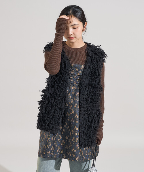 FREAK'S STORE(フリークスストア)の「ループヤーンベスト/オーバーサイズ ニットベスト(ベスト・レディース・ブラック/ブラウン/オフホワイト・フリ-)」の15枚目の写真