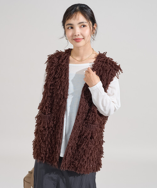 FREAK'S STORE(フリークスストア)の「ループヤーンベスト/オーバーサイズ ニットベスト(ベスト・レディース・ブラック/ブラウン/オフホワイト・フリ-)」の21枚目の写真