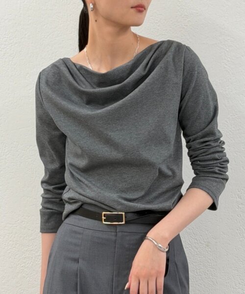 LOUNGEDRESS（ラウンジドレス）の「ドレープロンT（Tシャツ/カットソー・レディース・チャコールグレー/ブラック/オフホワイト/グレー/ブラック系その他・FREE）」の5枚目の写真