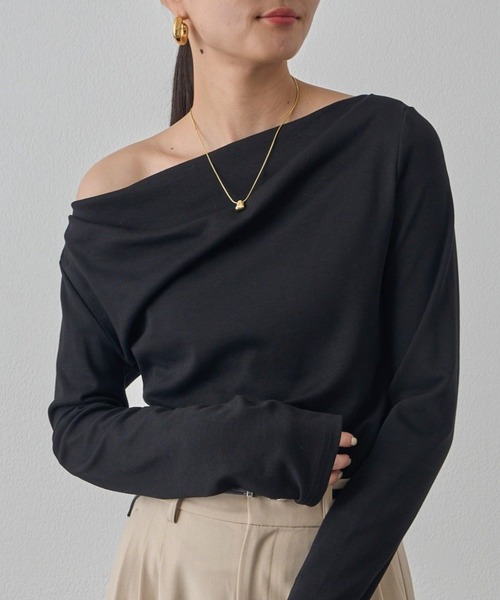 LOUNGEDRESS（ラウンジドレス）の「ドレープロンT（Tシャツ/カットソー・レディース・チャコールグレー/ブラック/オフホワイト/グレー/ブラック系その他・FREE）」の3枚目の写真