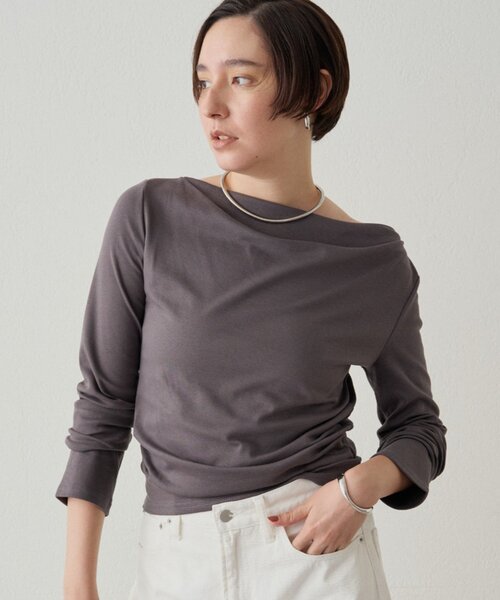 LOUNGEDRESS（ラウンジドレス）の「ドレープロンT（Tシャツ/カットソー・レディース・チャコールグレー/ブラック/オフホワイト/グレー/ブラック系その他・FREE）」の8枚目の写真