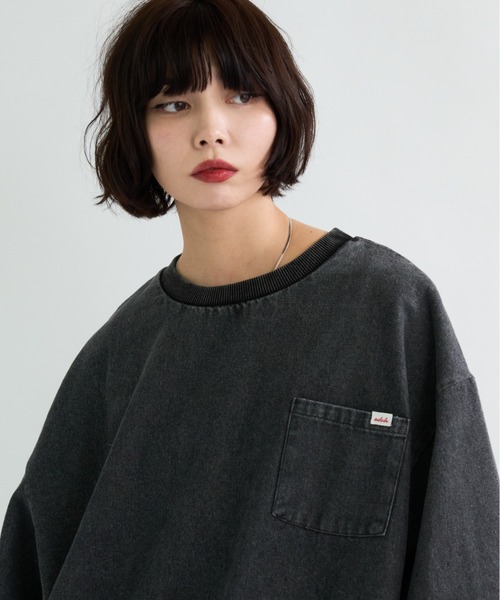 A.D.C.L.（エーディーシーエル）の「ケミカルウォッシュ デニムプルオーバー（スウェット・レディース・ブラック/ブルー・M/L）」の11枚目の写真