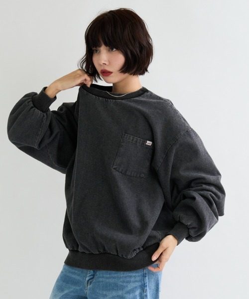 A.D.C.L.（エーディーシーエル）の「ケミカルウォッシュ デニムプルオーバー（スウェット・レディース・ブラック/ブルー・M/L）」の10枚目の写真