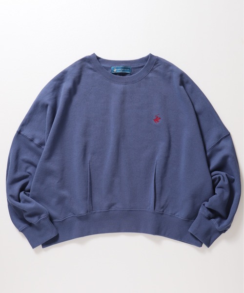 BEVERLY HILLS POLO CLUB(ビバリーヒルズポロクラブ)の「【BEVERLY HILLS POLO CLUB/ビバリーヒルズポロクラブ】裾ダーツクルーネックスウェット(スウェット・レディース・オレンジ/ダークブルー/オートミール/ブラック・MEDIUM)」の9枚目の写真
