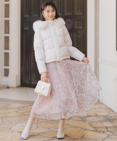 WILLSELECTION（ウィルセレクション）の「ファー付きショートダウン（ダウンジャケット/コート・レディース・ベージュ/ピンク/ブラック/オフホワイト・FREE）」の5枚目の写真