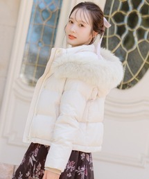   ダウンジャケット ベージュ ファー付き h1c08.jpg