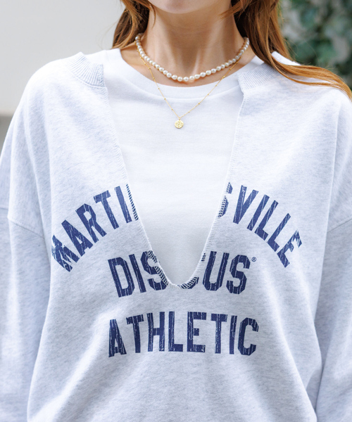 DISCUS(ディスカス)の「【DISCUS/ディスカス】裏毛スキッパーUネックスウェット/トップス/スウェット/スキッパー/Y2K【WEB限定】(スウェット・レディース・グレー/ブラック/ブラウン・フリー)」の5枚目の写真