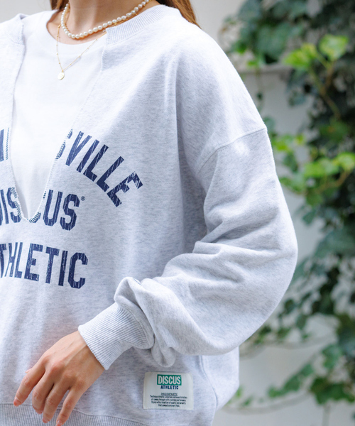 DISCUS(ディスカス)の「【DISCUS/ディスカス】裏毛スキッパーUネックスウェット/トップス/スウェット/スキッパー/Y2K【WEB限定】(スウェット・レディース・グレー/ブラック/ブラウン・フリー)」の6枚目の写真