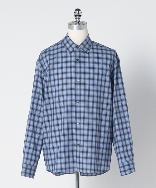 LOEFF（ロエフ）の「＜LOEFF＞チェック シャツ UNISEX（シャツ/ブラウス・レディース・グレー系/コバルトブルー・1/2/0）」の2枚目の写真