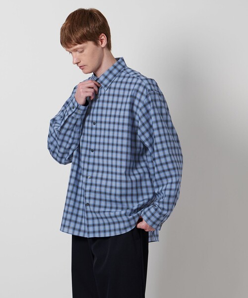 LOEFF（ロエフ）の「＜LOEFF＞チェック シャツ UNISEX（シャツ/ブラウス・レディース・グレー系/コバルトブルー・1/2/0）」の6枚目の写真