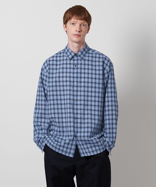 LOEFF（ロエフ）の「＜LOEFF＞チェック シャツ UNISEX（シャツ/ブラウス・レディース・グレー系/コバルトブルー・1/2/0）」の7枚目の写真