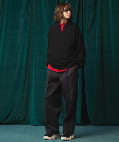 MAISON SPECIAL(メゾンスペシャル)の「《UNISEX》Cashfeel Extra Fine Merino Wool Prime-Over Skipper Knit Pullover/キャッシュフィールエクストラファインメリノウールプライムオーバースキッパーニットプルオーバー【MAISON SPECIAL/メゾンスペシャル】(ニット/セーター・メンズ・レッド/ブルー/ブラック/グレイッシュベージュ・0/1/2)」の5枚目の写真
