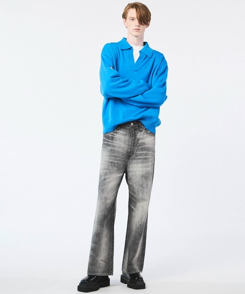 MAISON SPECIAL(メゾンスペシャル)の「《UNISEX》Cashfeel Extra Fine Merino Wool Prime-Over Skipper Knit Pullover/キャッシュフィールエクストラファインメリノウールプライムオーバースキッパーニットプルオーバー【MAISON SPECIAL/メゾンスペシャル】(ニット/セーター・メンズ・レッド/ブルー/ブラック/グレイッシュベージュ・0/1/2)」の8枚目の写真