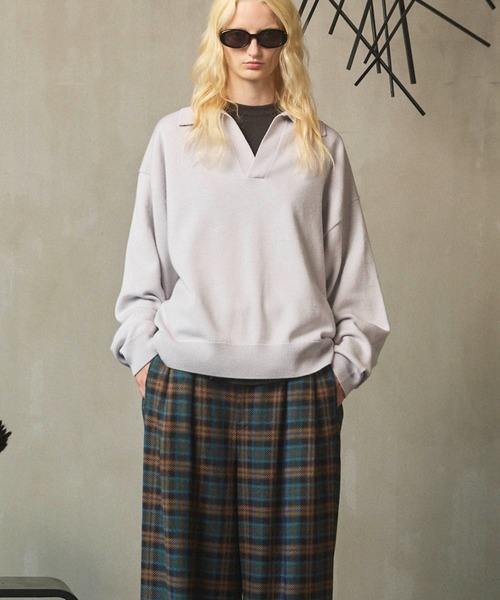MAISON SPECIAL(メゾンスペシャル)の「《UNISEX》Cashfeel Extra Fine Merino Wool Prime-Over Skipper Knit Pullover/キャッシュフィールエクストラファインメリノウールプライムオーバースキッパーニットプルオーバー【MAISON SPECIAL/メゾンスペシャル】(ニット/セーター・メンズ・レッド/ブルー/ブラック/グレイッシュベージュ・0/1/2)」の15枚目の写真