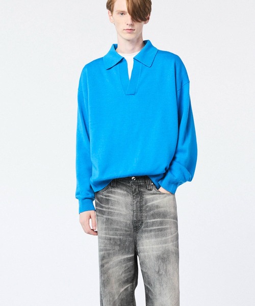 MAISON SPECIAL(メゾンスペシャル)の「《UNISEX》Cashfeel Extra Fine Merino Wool Prime-Over Skipper Knit Pullover/キャッシュフィールエクストラファインメリノウールプライムオーバースキッパーニットプルオーバー【MAISON SPECIAL/メゾンスペシャル】(ニット/セーター・メンズ・レッド/ブルー/ブラック/グレイッシュベージュ・0/1/2)」の18枚目の写真