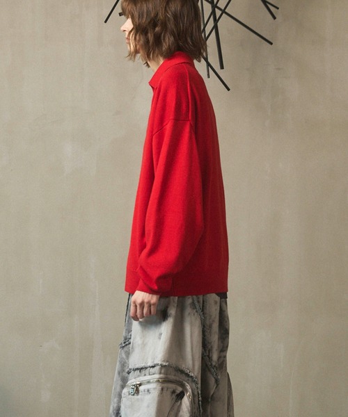 MAISON SPECIAL(メゾンスペシャル)の「《UNISEX》Cashfeel Extra Fine Merino Wool Prime-Over Skipper Knit Pullover/キャッシュフィールエクストラファインメリノウールプライムオーバースキッパーニットプルオーバー【MAISON SPECIAL/メゾンスペシャル】(ニット/セーター・メンズ・レッド/ブルー/ブラック/グレイッシュベージュ・0/1/2)」の22枚目の写真