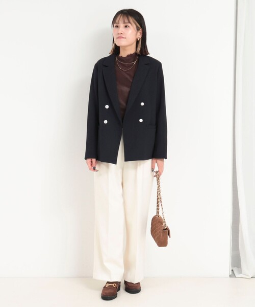MICO COULIER（ミコクリエ）の「メランジ2WAYカルゼジャケット（テーラードジャケット・レディース・チャコールグレー/ネイビー/モカ・38）」の13枚目の写真