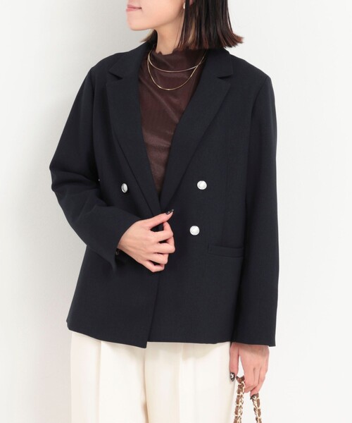 MICO COULIER（ミコクリエ）の「メランジ2WAYカルゼジャケット（テーラードジャケット・レディース・チャコールグレー/ネイビー/モカ・38）」の14枚目の写真