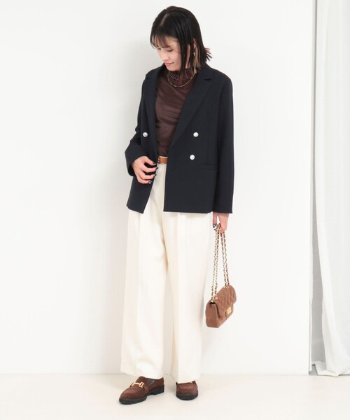 MICO COULIER（ミコクリエ）の「メランジ2WAYカルゼジャケット（テーラードジャケット・レディース・チャコールグレー/ネイビー/モカ・38）」の15枚目の写真