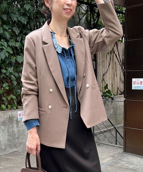 MICO COULIER（ミコクリエ）の「メランジ2WAYカルゼジャケット（テーラードジャケット・レディース・チャコールグレー/ネイビー/モカ・38）」の5枚目の写真