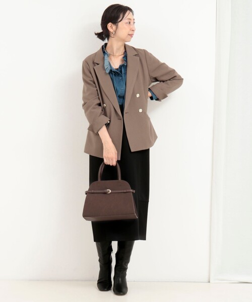 MICO COULIER（ミコクリエ）の「メランジ2WAYカルゼジャケット（テーラードジャケット・レディース・チャコールグレー/ネイビー/モカ・38）」の6枚目の写真