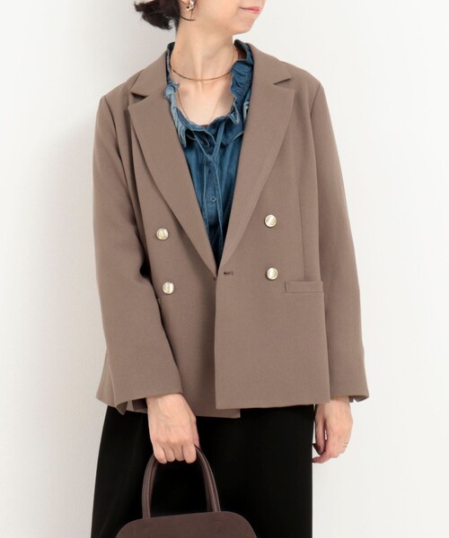 MICO COULIER（ミコクリエ）の「メランジ2WAYカルゼジャケット（テーラードジャケット・レディース・チャコールグレー/ネイビー/モカ・38）」の7枚目の写真