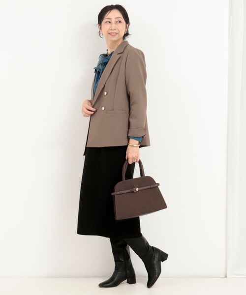 MICO COULIER（ミコクリエ）の「メランジ2WAYカルゼジャケット（テーラードジャケット・レディース・チャコールグレー/ネイビー/モカ・38）」の8枚目の写真