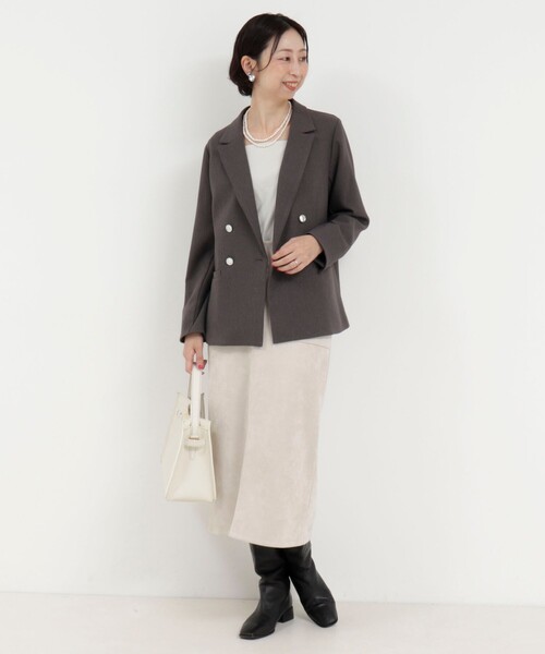MICO COULIER（ミコクリエ）の「メランジ2WAYカルゼジャケット（テーラードジャケット・レディース・チャコールグレー/ネイビー/モカ・38）」の22枚目の写真