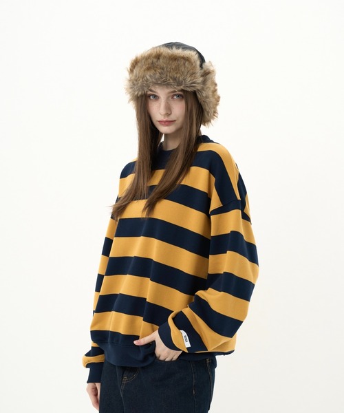 BENUA(ベヌア)の「striped sweatshirt/ボーダースウェット(スウェット・レディース・カーキ/ネイビー・FREE)」の7枚目の写真