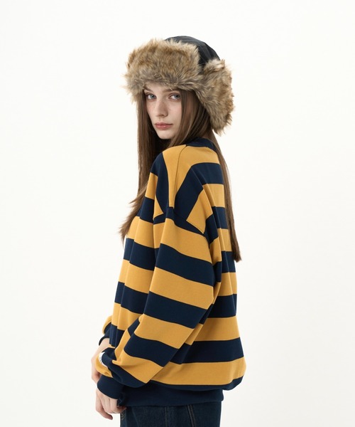 BENUA(ベヌア)の「striped sweatshirt/ボーダースウェット(スウェット・レディース・カーキ/ネイビー・FREE)」の9枚目の写真