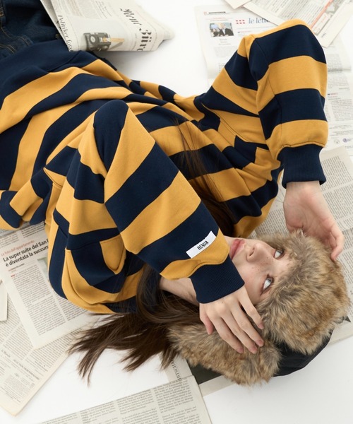 BENUA(ベヌア)の「striped sweatshirt/ボーダースウェット(スウェット・レディース・カーキ/ネイビー・FREE)」の17枚目の写真