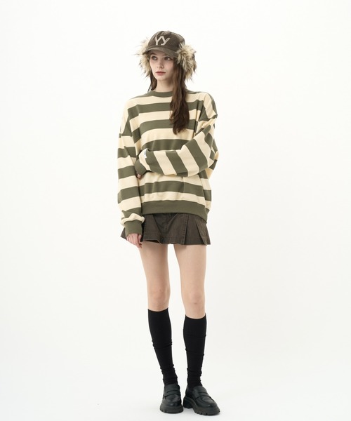 BENUA(ベヌア)の「striped sweatshirt/ボーダースウェット(スウェット・レディース・カーキ/ネイビー・FREE)」の19枚目の写真