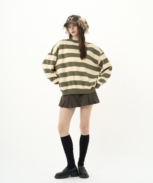 BENUA(ベヌア)の「striped sweatshirt/ボーダースウェット(スウェット・レディース・カーキ/ネイビー・FREE)」の20枚目の写真